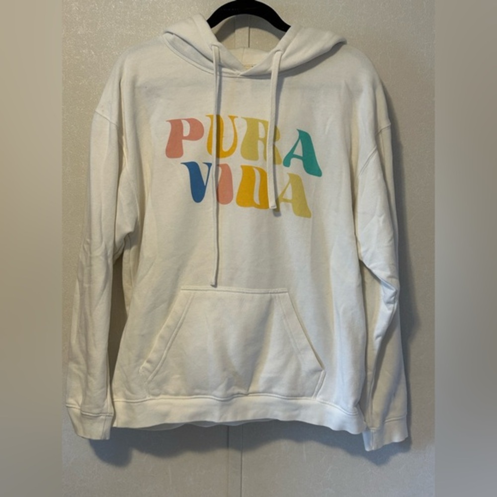 Pura Vida | White Hoodie | Size Large.